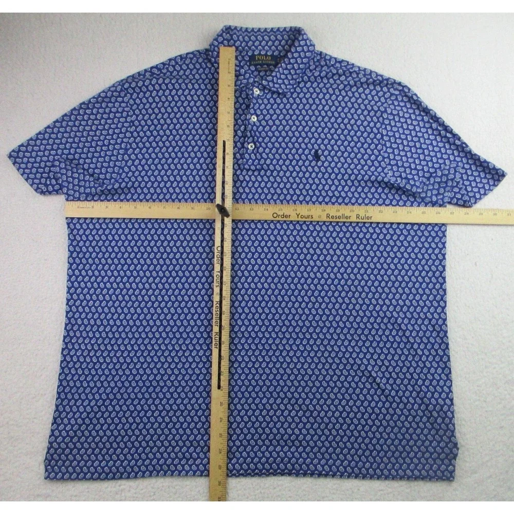 Polo‎ Ralph Lauren Shirt Mens Size XL TG Blue Geometric Classic Fit Cotton Golf